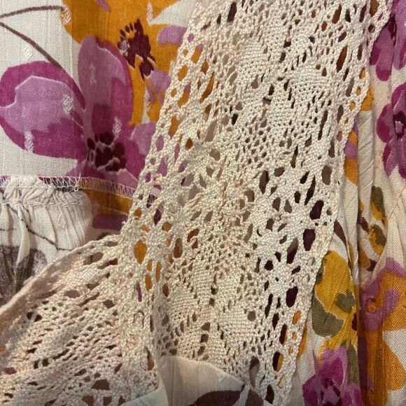 Angie top women’s 1X boho peasant crochet bloomcore lagenlook floral festival - Picture 5 of 10